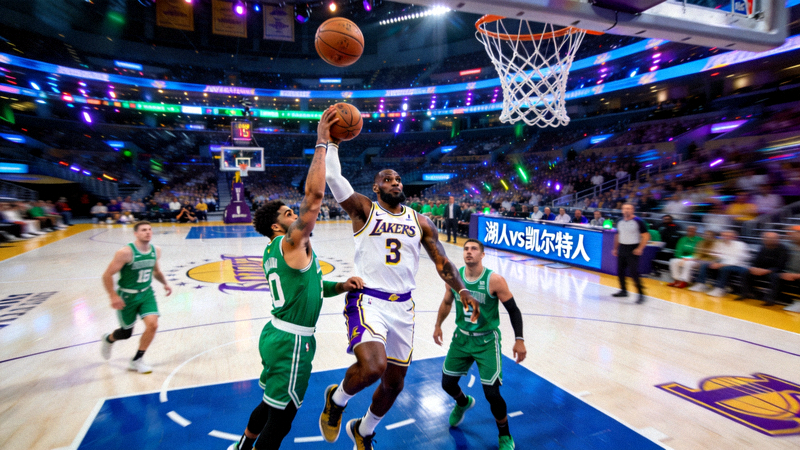 NBA篮球比赛直播画面 - 湖人队对阵凯尔特人队激烈对抗
